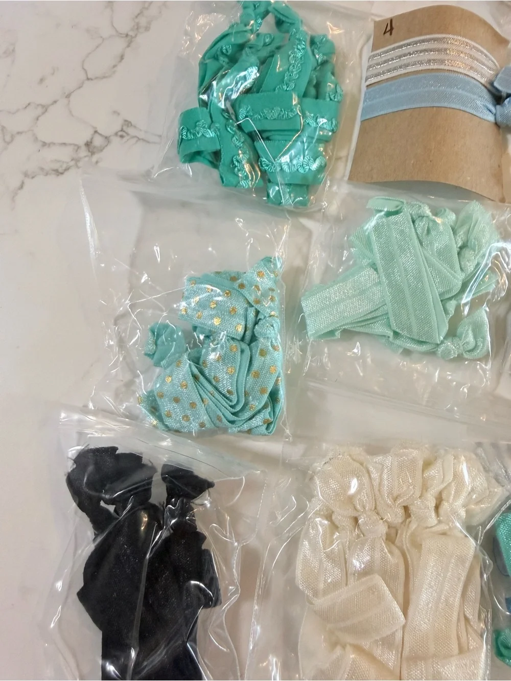 Kids Hair Accessory Set/Lot — Mint, Cream, Silver, Black, Blue, Yellow